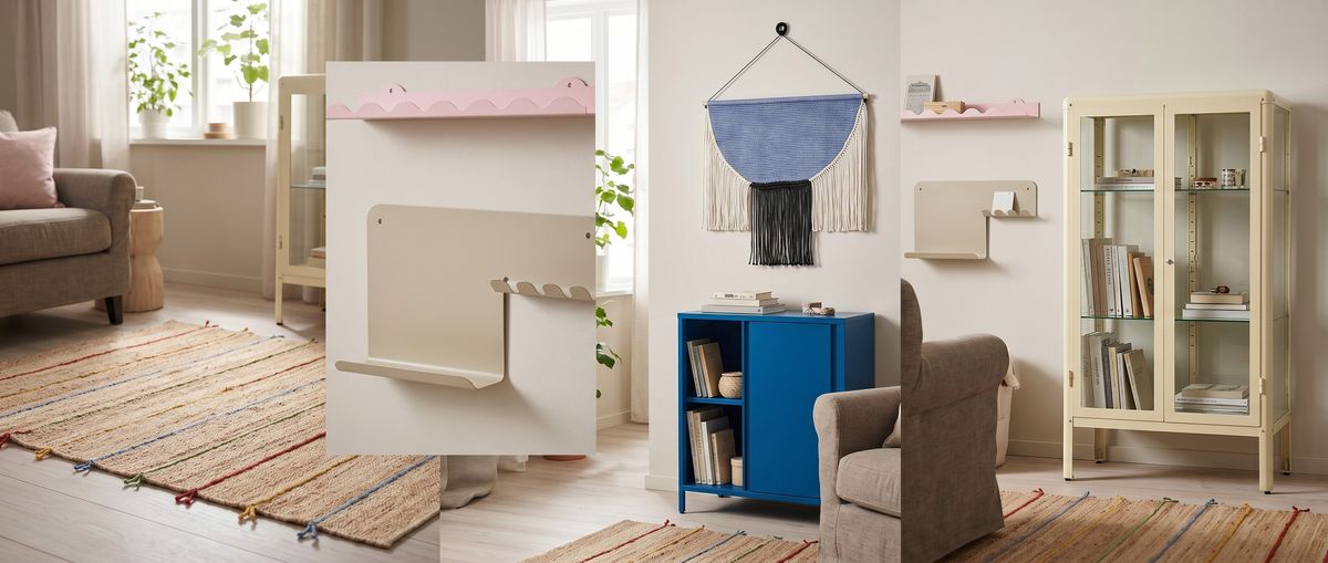IKEA living room trends for summer: playful colors and open storage for a welcoming space that's packed with personality