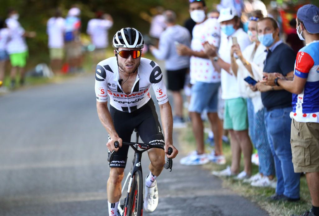 SARRAN CORRZE FRANCE SEPTEMBER 10 Marc Hirschi of Switzerland and Team Sunweb Breakaway during the 107th Tour de France 2020 Stage 12 a 218km stage from Chauvigny to Sarran Corrze 658m TDF2020 LeTour on September 10 2020 in Sarran Corrze France Photo by Michael SteeleGetty Images