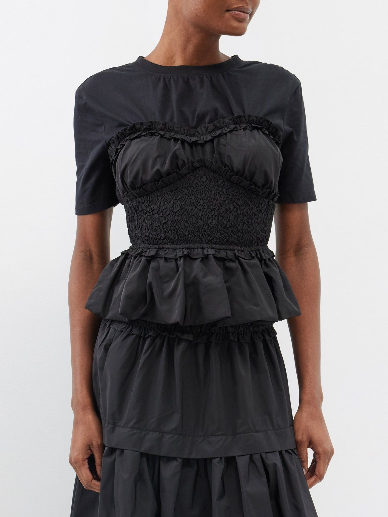 Diana Ruffled-Bodice Cotton-Blend Top