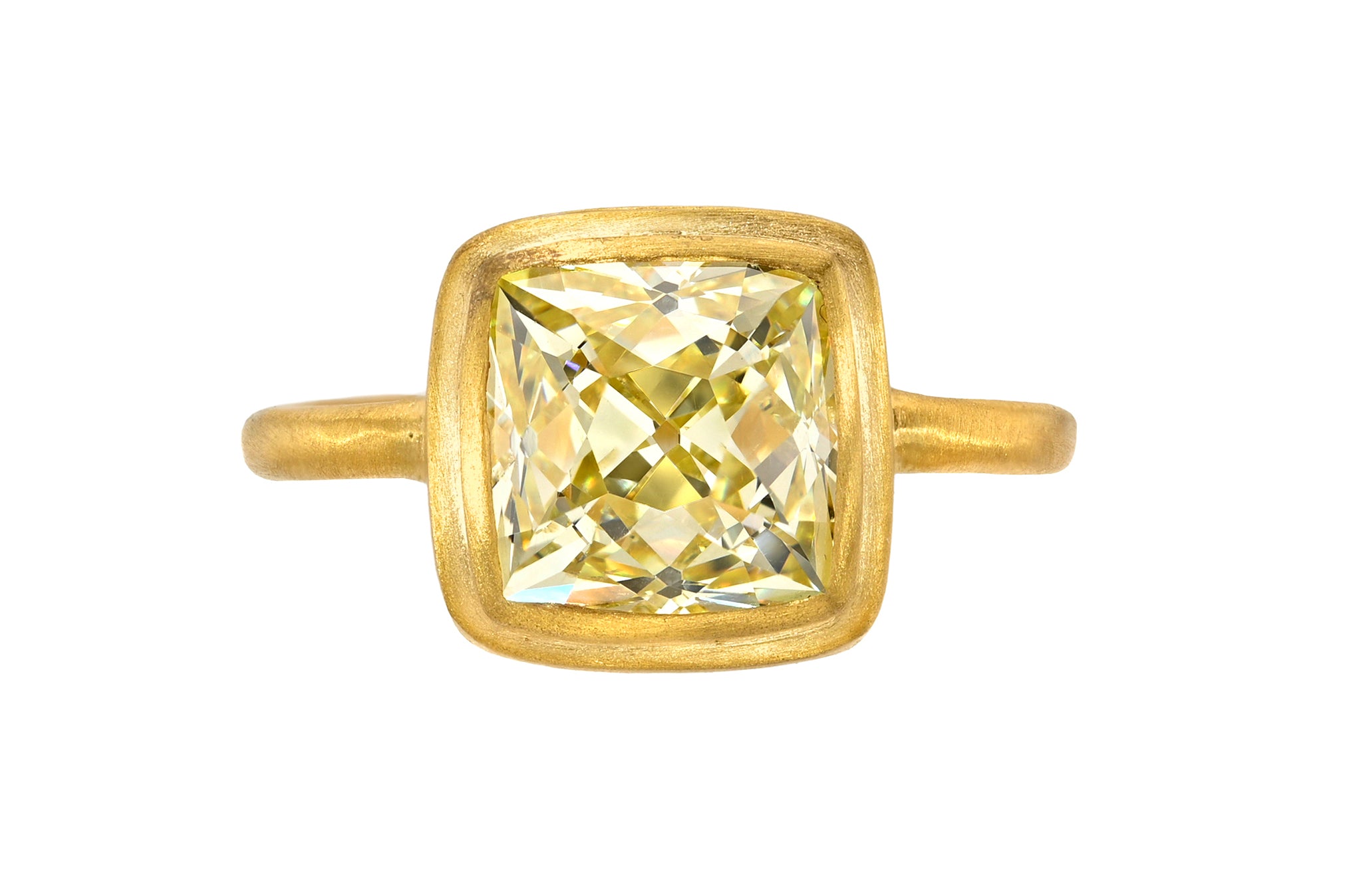 One of a Kind Fancy Yellow Peruzzi Cut Diamond Ziggurat Gem Fairy Band