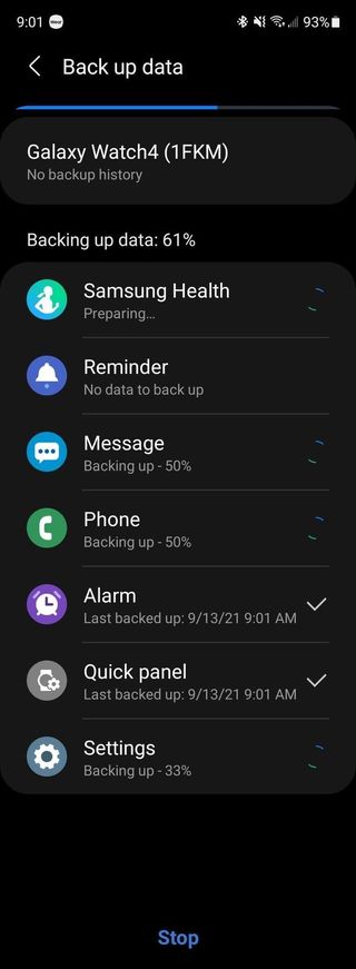Samsung Galaxy Watch 4 Backup Phone Screenshot
