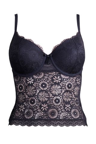 navy lace cami top, sustainable lingerie