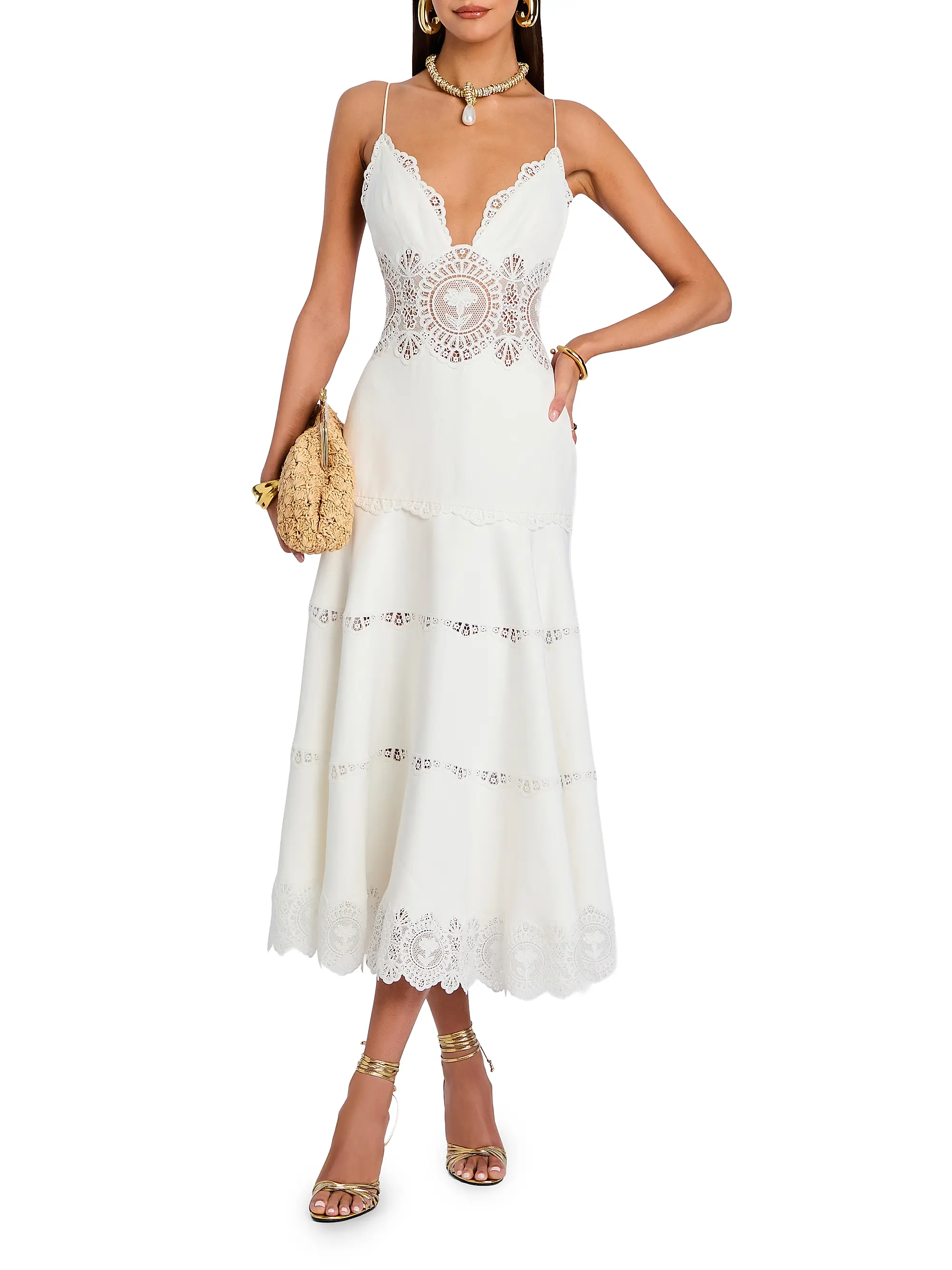 Leilani Tiered Lace Midi-Dress