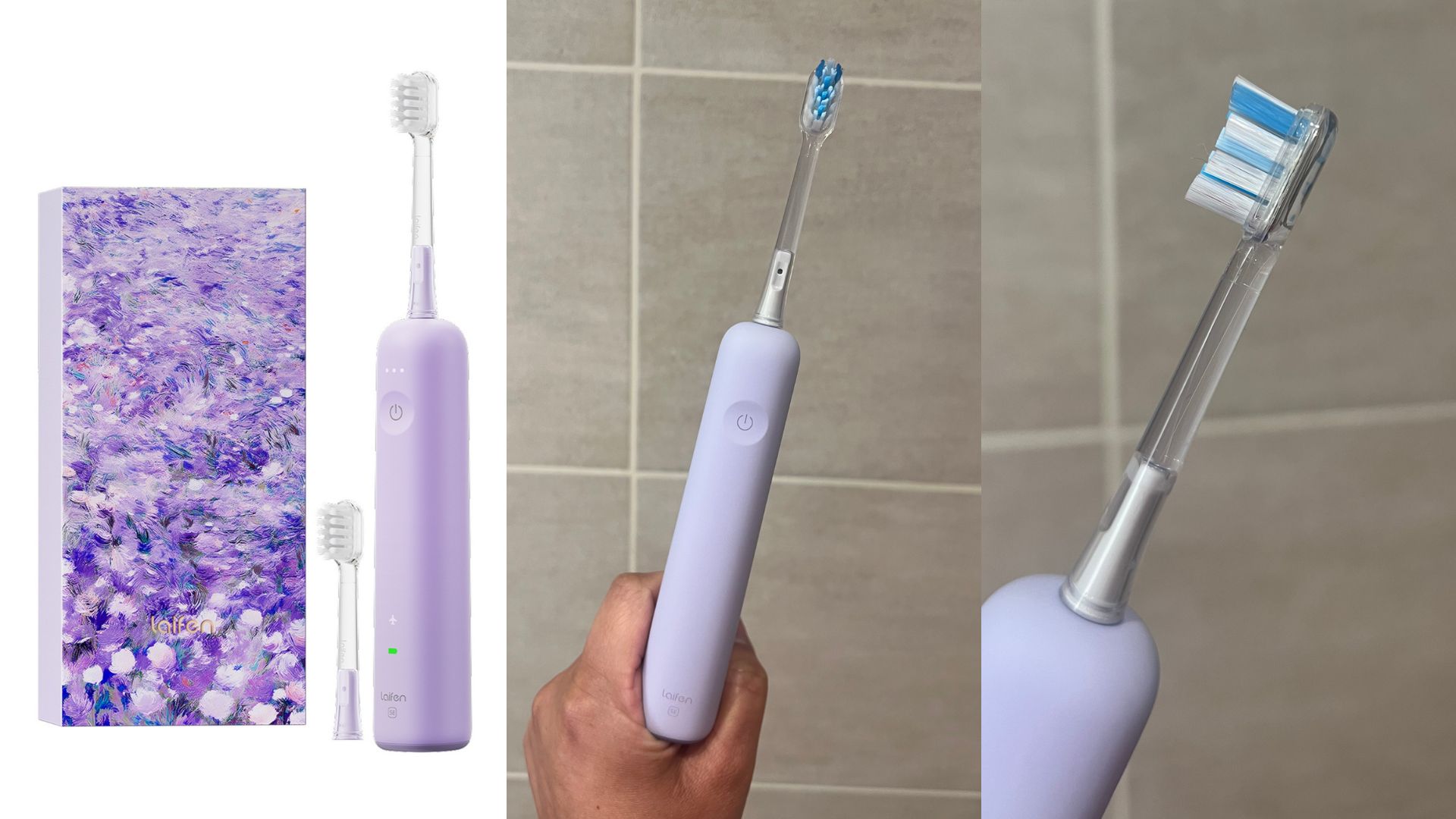 Aleesha using the Laifen Wave toothbrush