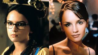 rachel leigh cook in glasses and after her makeover at the school dance in she's all that