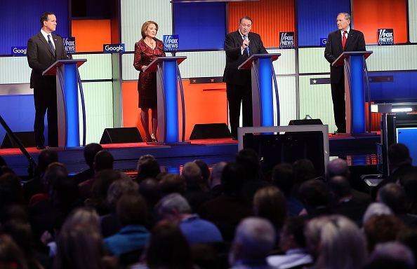 The candidates at the Fox News undercard debate.