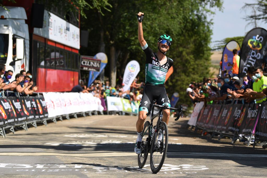 Felix Gro&szlig;schartner (Bora-Hansgrohe) celebrates his stage win at the Vuelta a Burgos