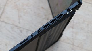 A photograph of the Asus ProArt Studiobook Pro 16 OLED's right-hand ports