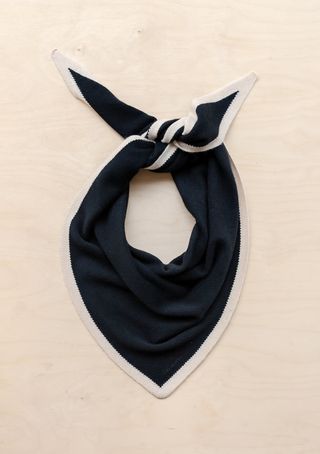 Large Merino Triangle Scarf in Black 
Cream