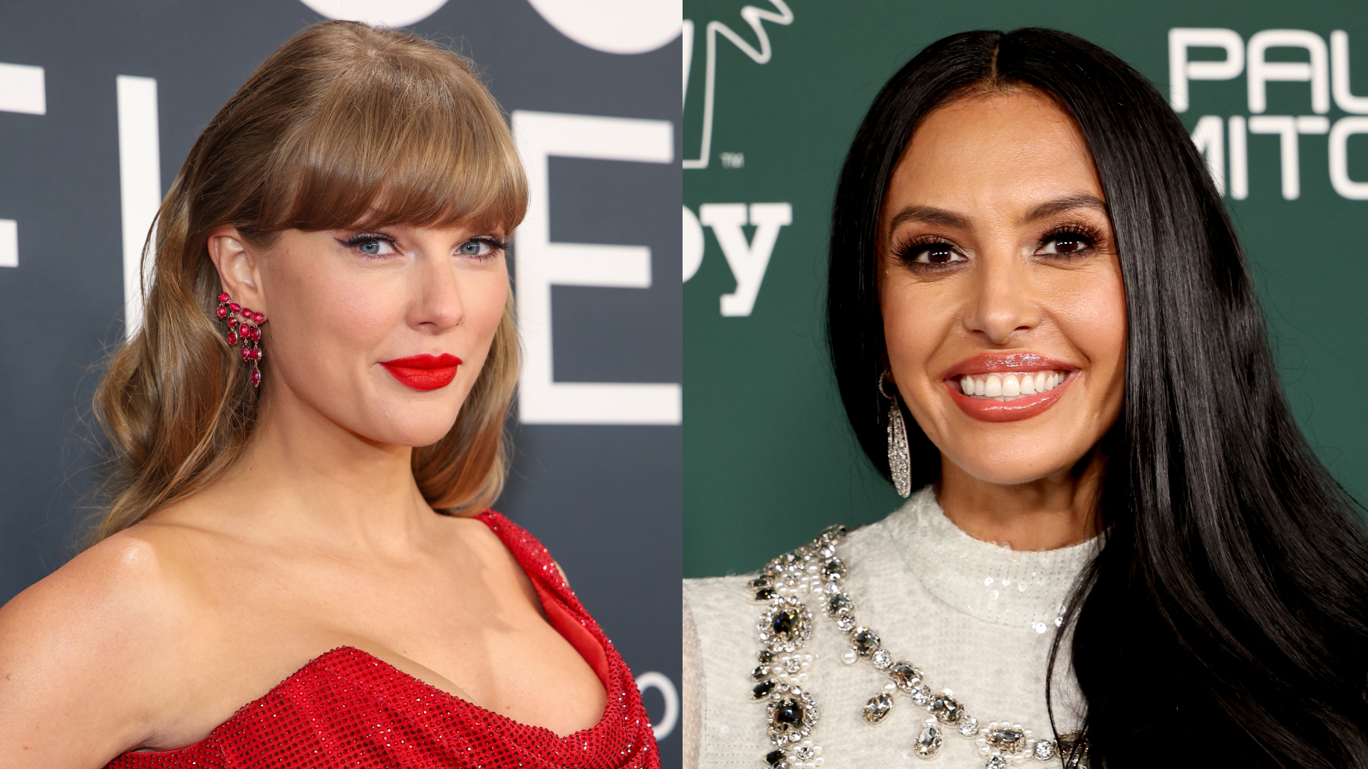 Taylor Swift attends the 67th Annual GRAMMY Awards at Crypto.com Arena on February 02, 2025 in Los Angeles, California; Vanessa Bryant attends the 2025 Baby2Baby Gala presented by Paul Mitchell at Pacific Design Center on November 08, 2025 in West Hollywood, California