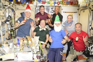 The astronauts currently living and working on the International Space Station posed for a festive photo to ring in the new year as 2020 became 2021. NASA astronaut Victor Glover shared the photo on Twitter with the caption "God bless you and this new year! I pray for renewed strength, compassion, and truth and that we can all be surrounded by family and friends..." Glover flew to the space station as part of SpaceX's Crew-1 mission, the company's first fully operational crewed mission to space.