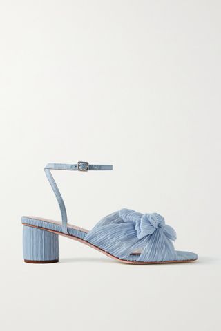 Dahlia Faux Leather-Trimmed Plissé-Organza Sandals