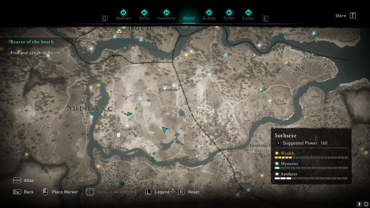 AC valhalla suthsexe witch's house treasure hoard map location