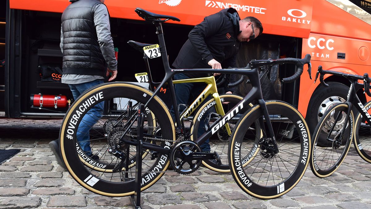 CCC Team's Michael Schar was the only rider to race on a Giant TCR over the more compliant Giant Defy