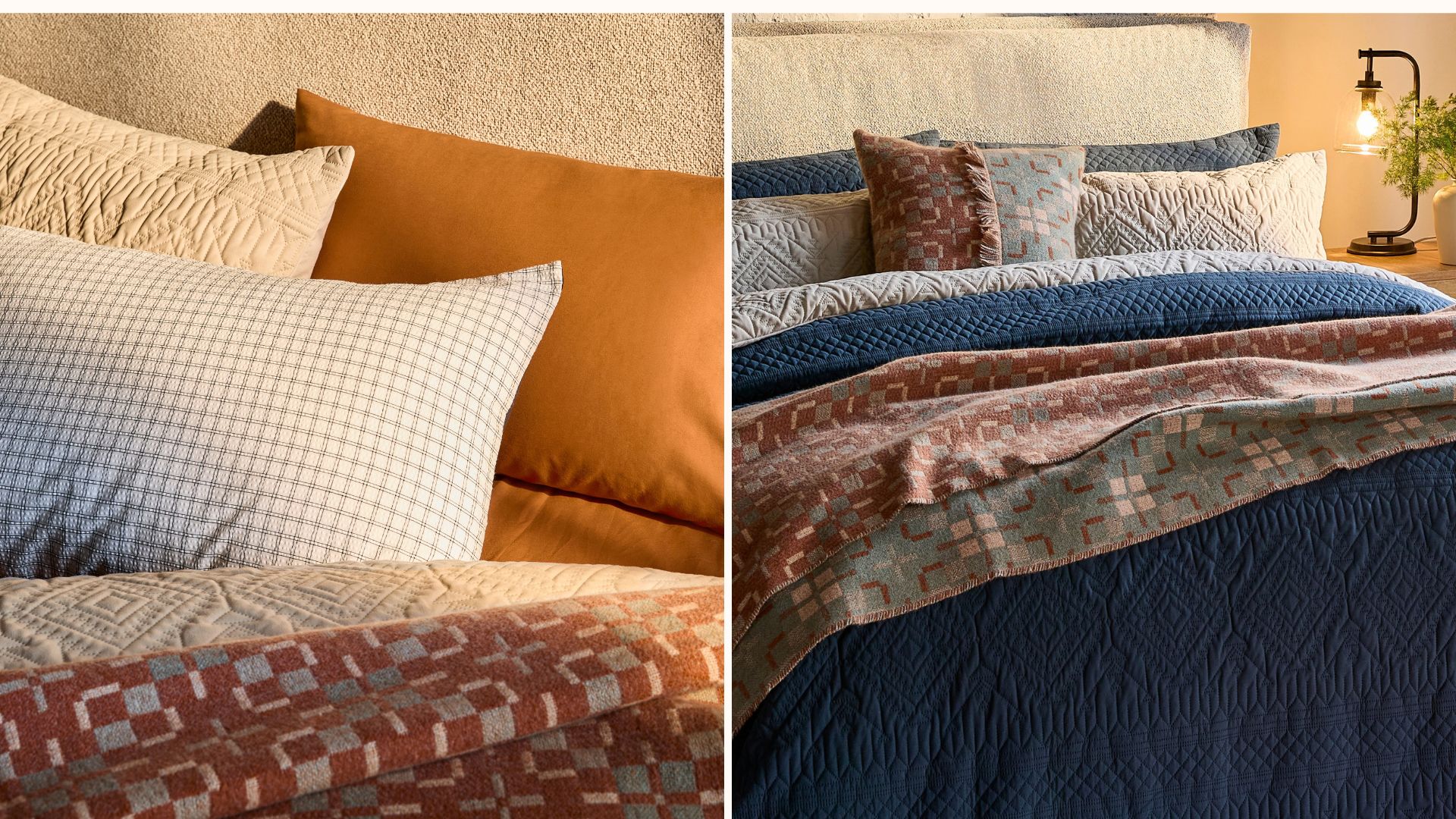 Split image of layered bedding