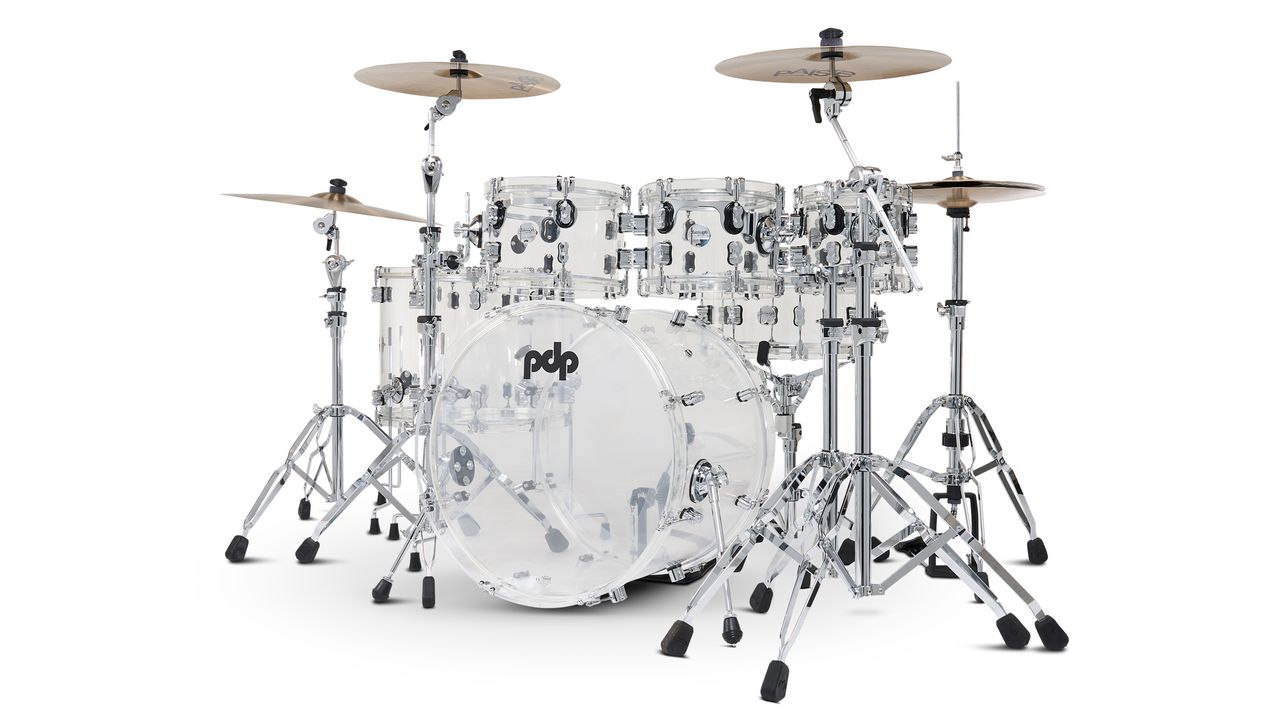 PDP Concept Clear Acrylic Kit and Snare with acrylic hoops