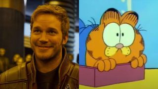 Chris Pratt in Guardians of the Galaxy Vol 21 and the animated Garfield the cat