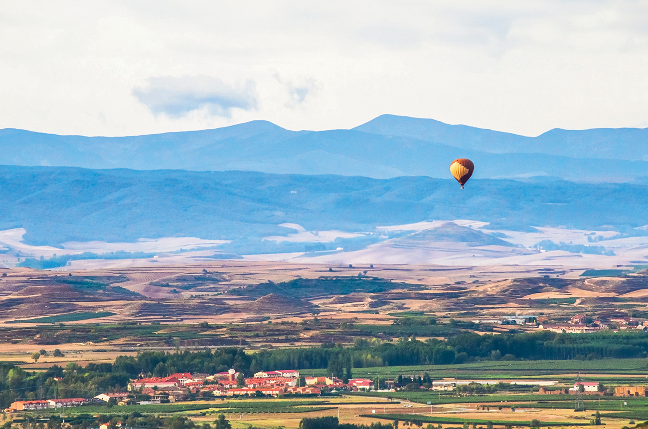 A hot-air balloon ride over Rioja