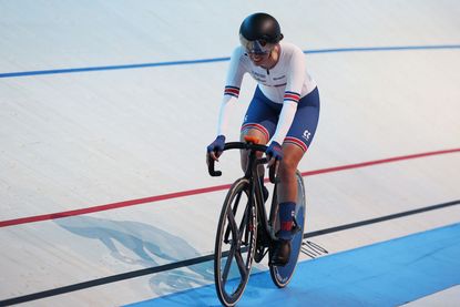 Pfeiffer Georgi (Team GB) after finishing second in the Elimination Race at the 2022 European Track Championships in Munich