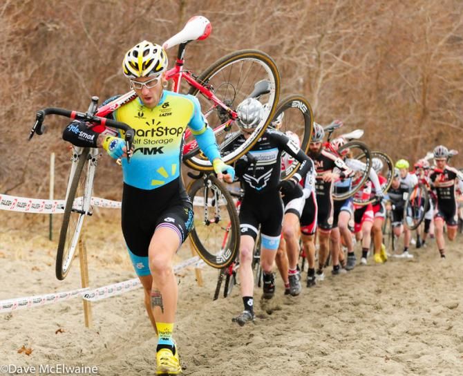 Adam Myerson (Smartstop/Mountain Khakis) running the beach