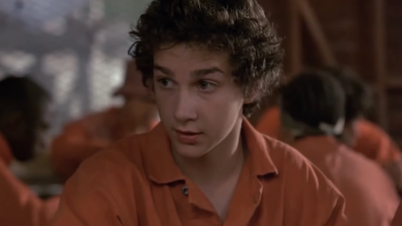 Shia LaBeouf in prison jumpsuit in scene from Holes