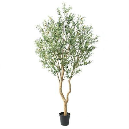 7ft Artificial Eucalyptus Tree with White Planter