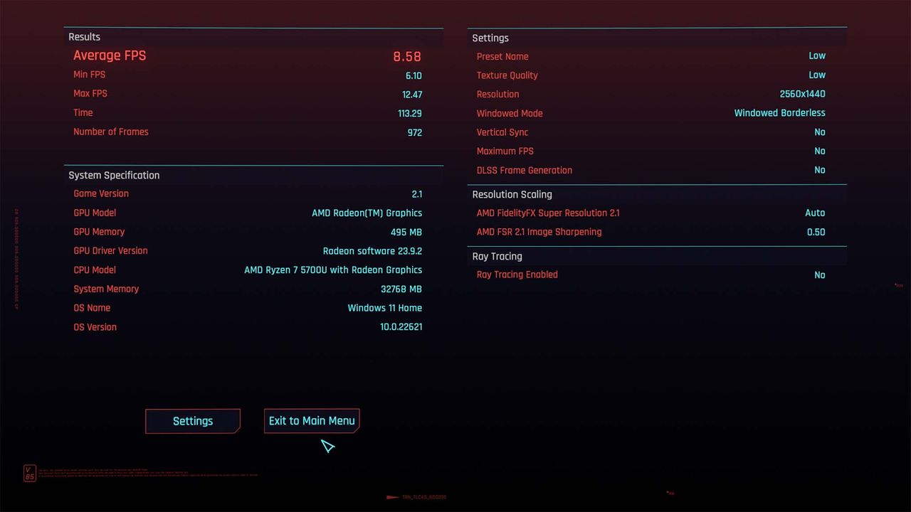 AYANEO Retro Mini PC AM01 Cyberpunk 2077 benchmark