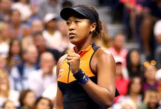 Naomi Osaka of Japan reacts during her Women's Singles third round match against Coco Gauff of the United States on day six of the 2019 US Open at the USTA Billie Jean King National Tennis Center on August 31, 2019 in Queens borough of New York City.