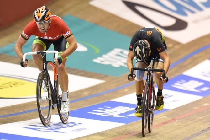 Leif Lampater sprints against Alex Rasmussen (left)
