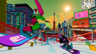 Acclaim relaunch; colourful snowboarding characters in a video game