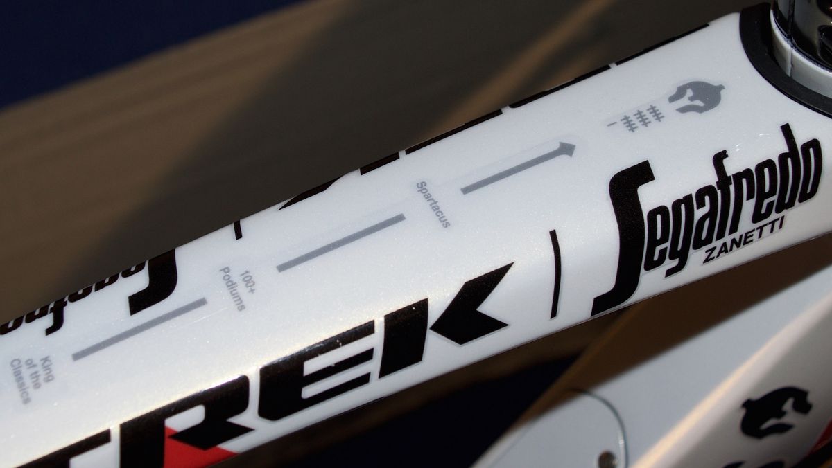Fabian Cancellara's palmares adorns the top tube.