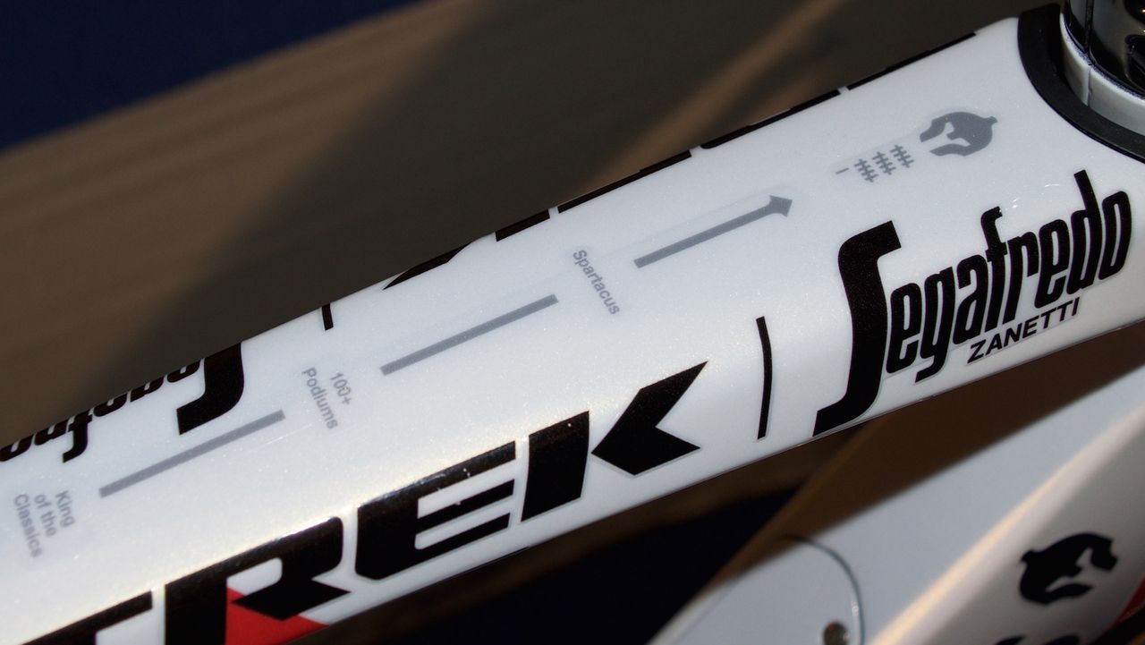 Fabian Cancellara's palmares adorns the top tube.