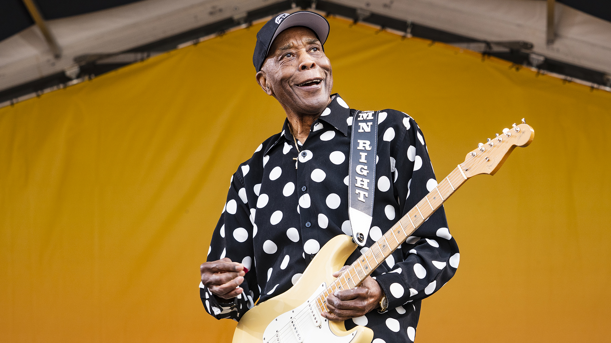 Buddy Guy performs during 2023 New Orleans Jazz &amp;amp; Heritage Festival at Fair Grounds Race Course on May 04, 2023 in New Orleans, Louisiana.