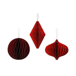 3pc Paper Honeycomb Ornament Christmas Figurine Set - Wondershop™ Red