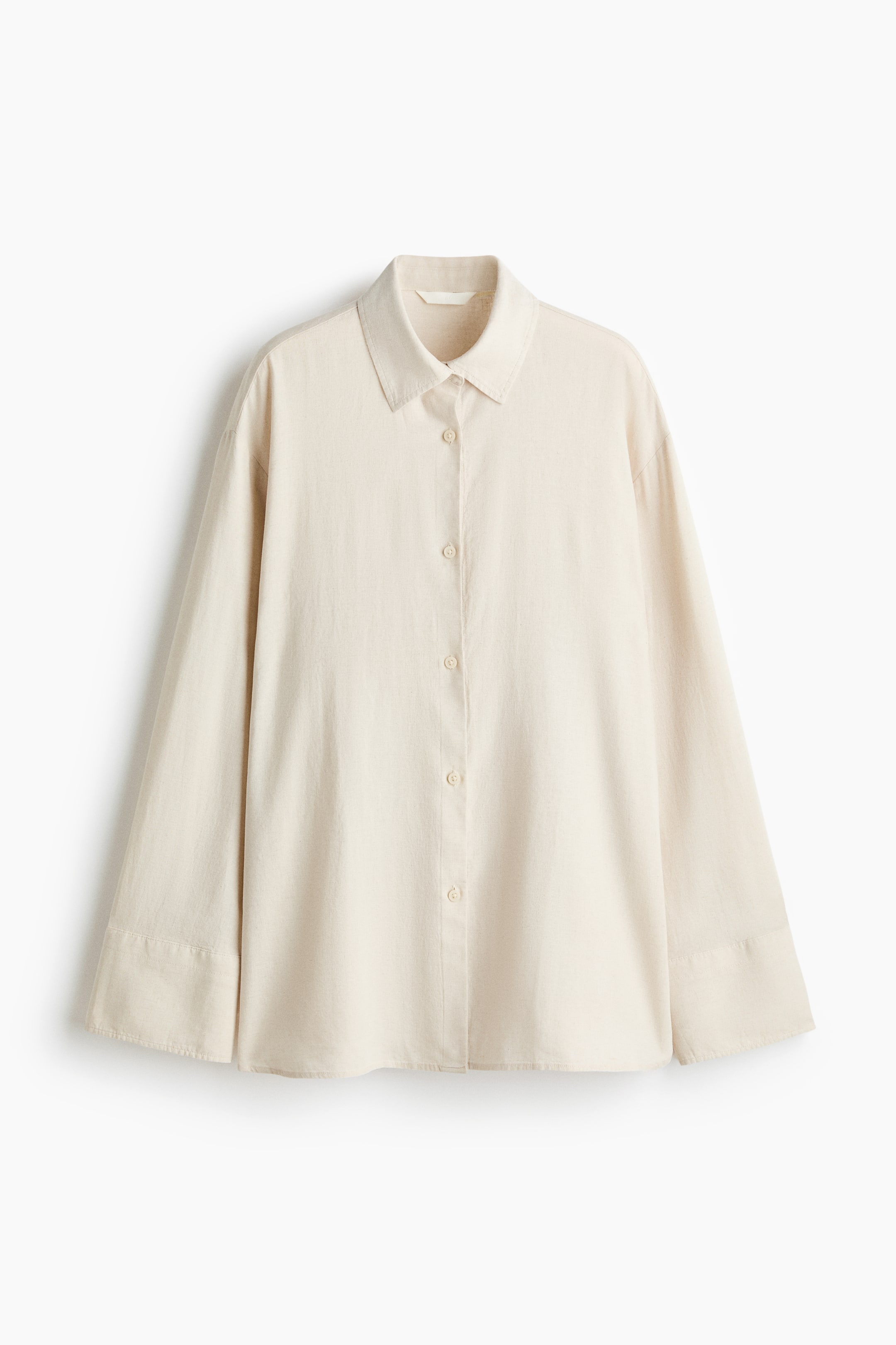 Oversized Linen-Blend Shirt - Light Beige