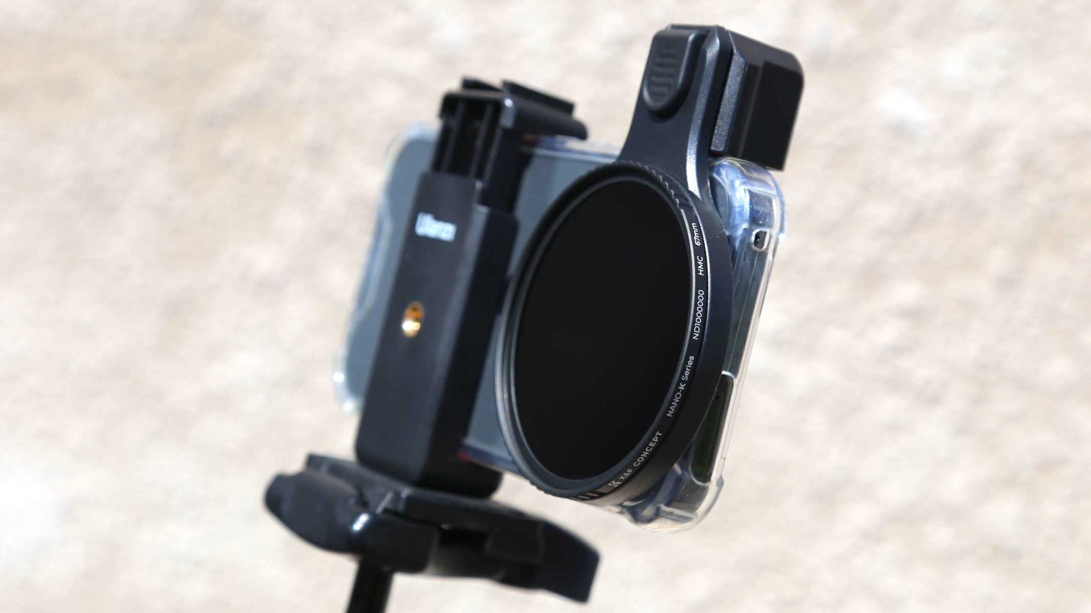 The K&amp;amp;F filter attached to a Google Pixel for solar photography