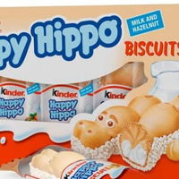 Kinder Happy Hippo Hazelnut Biscuit with Cream Filling, 5 Biscuits, Box of 10 (50 Total)For just £12.59 you can get 50 adorable, hazelnut cream filled happy hippos delivered straight to your door. The perfect treat for adults and children alike, they’re just as delicious as they are fun.