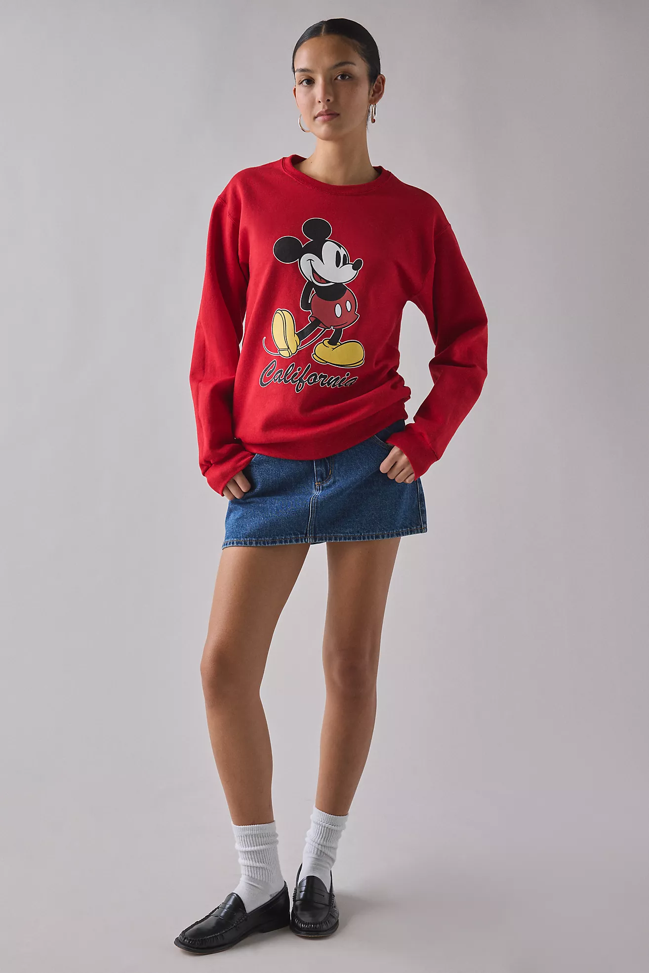 Mickey Mouse California Graphic Crew Neck Sweater Sweatshirt