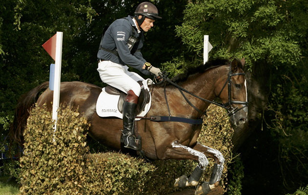 STAMFORD, UNITED KINGDOM - SEPTEMBER 03: William Fox-Pitt and Ballincoola in action in the Cross Country during the 2005 Burghley Horse Trials on September 4, 2005 in Stamford, Lincolnshire, England. (Photo by Ian Walton/Getty Images)
