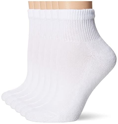Hanes Ultimate Womens 6-Pack Ankle Athletic Socks, White, Shoe Size 5-9 Us