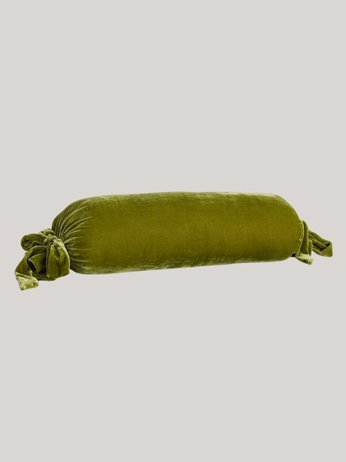 Velvet Tie Bolster Cushion