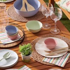 Bowl with plates and glass