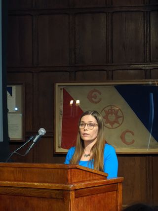 Katrín Jakobsdóttir, the prime minister of Iceland, speaks at the Explorer's Club about the harsh realities of climate change on Sept. 25, 2019.