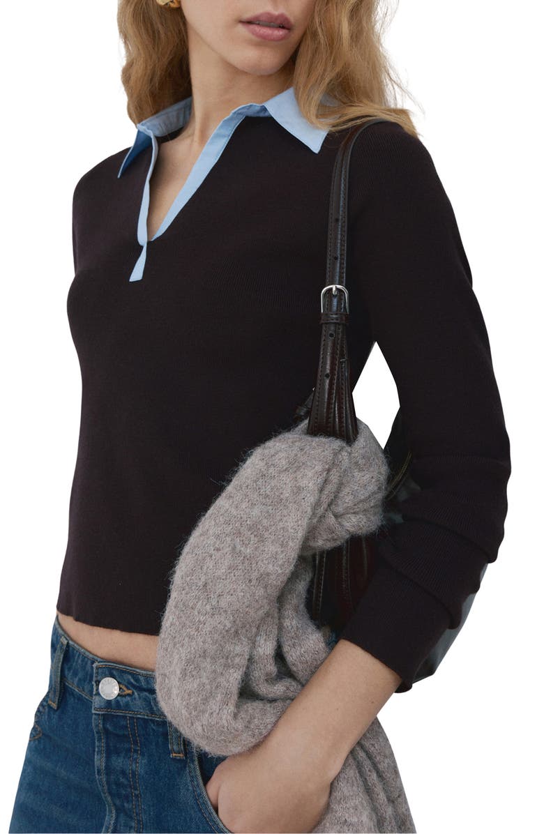 Mixed Media Collar Sweater