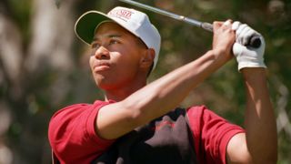 Stanford's Tiger Woods takes a shot at the Southwestern Intercollegiate Invitational