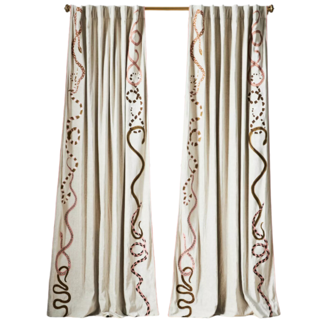 Marwa Embroidered Snakes Curtain