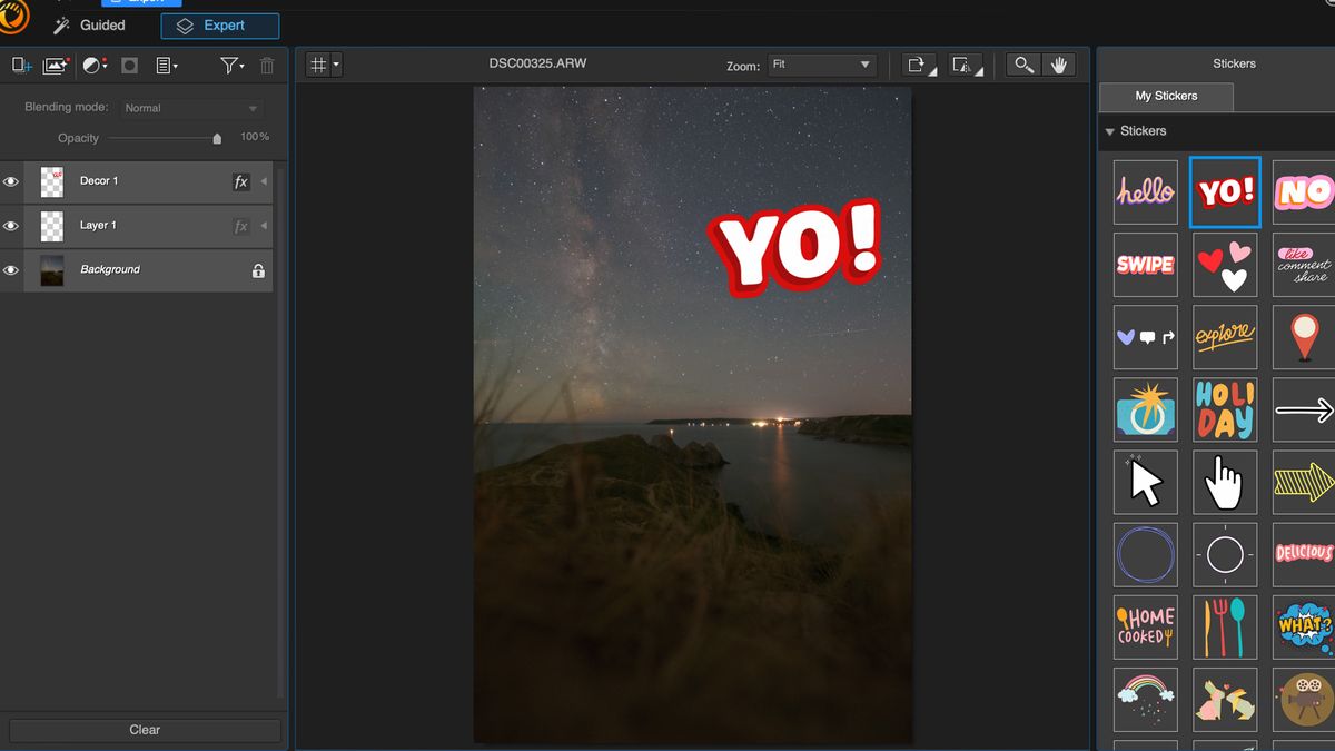 Image shows stickers in CyberLink PhotoDirector 365