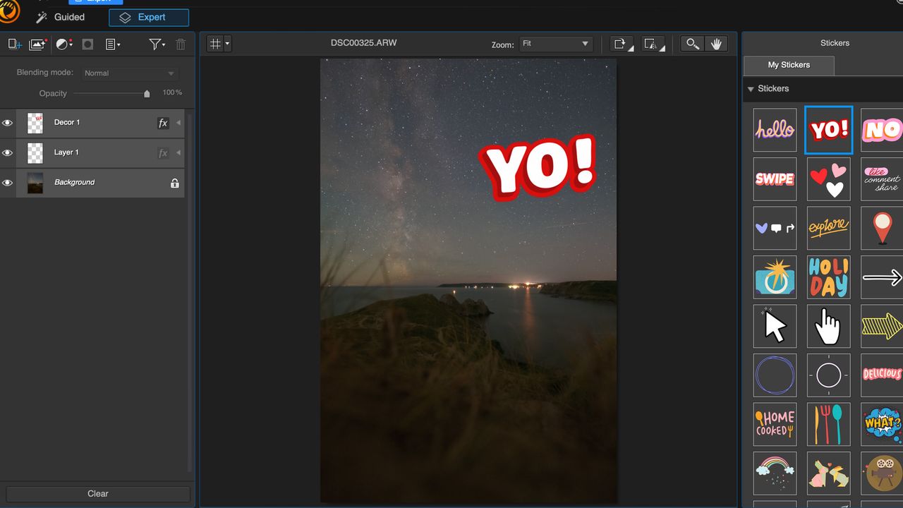 Image shows stickers in CyberLink PhotoDirector 365