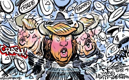 Political cartoon U.S. Trump China trade war tariffs