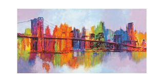 Colourful stretched canvas print of Brian Carter's Abstract Manhattan